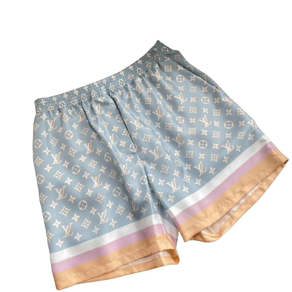 Louis Vuitton blue monogram shorts Blue Silk Never worn, with tag - Front View