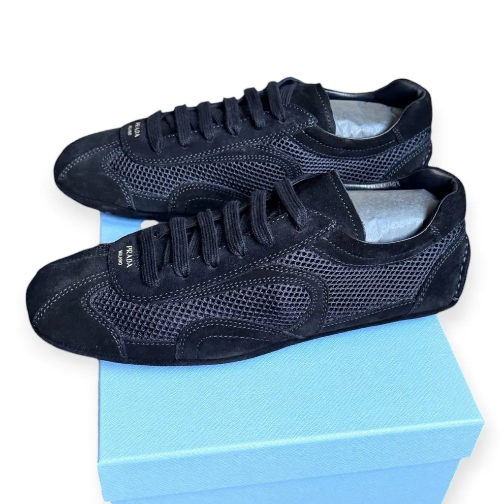Prada Snickers Montecarlo Re-Edition 2025 Black Leather Never worn, with tag - Model View