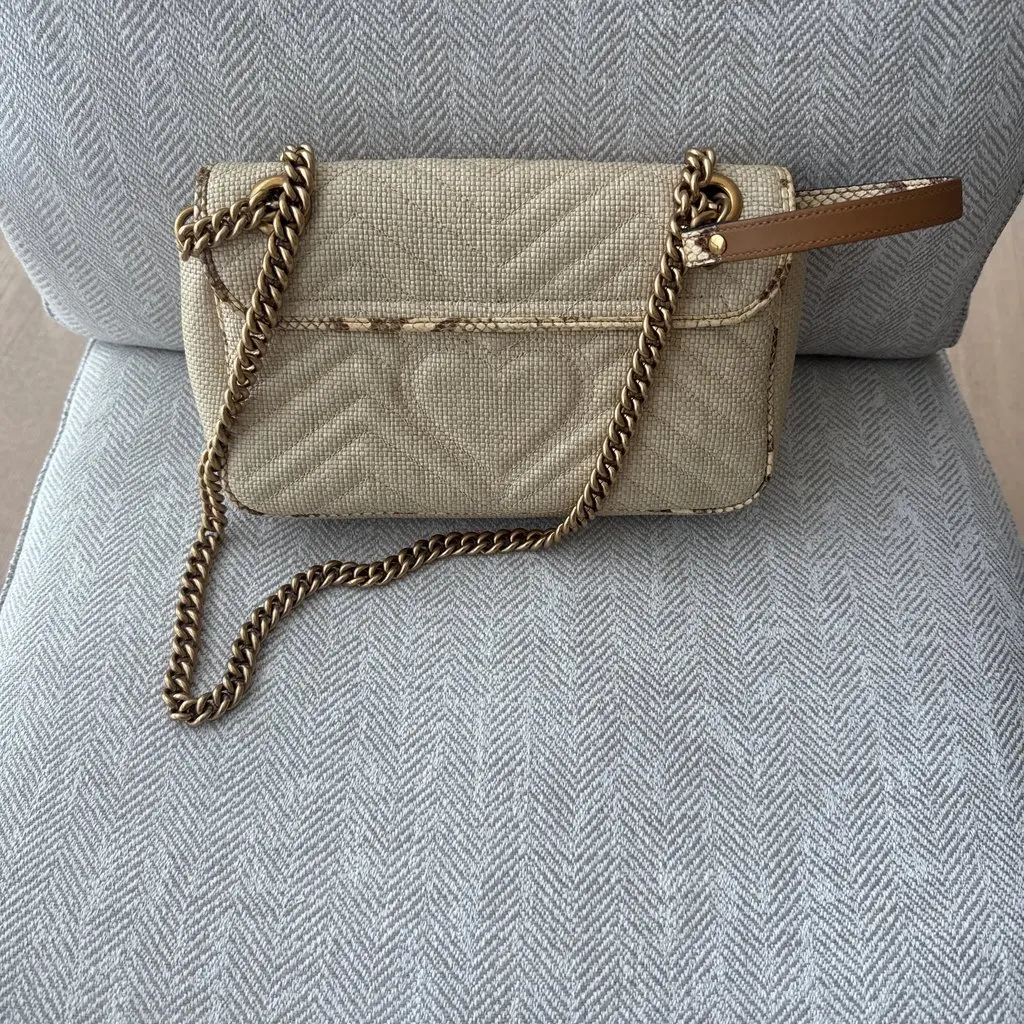 Gucci GG Marmont Raffia Bag Beige Rattan Never worn - Back View
