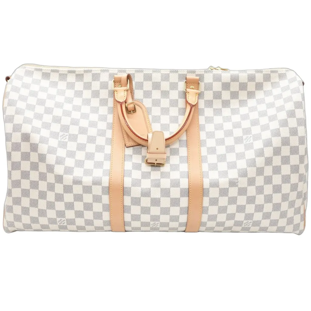 Louis Vuitton Keepall Bandouliere 55 Beige Plastic Very good - Front View