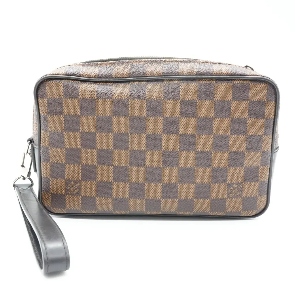 Louis Vuitton Kasai Clutch Damier Ebene Brown Canvas Good - Back View