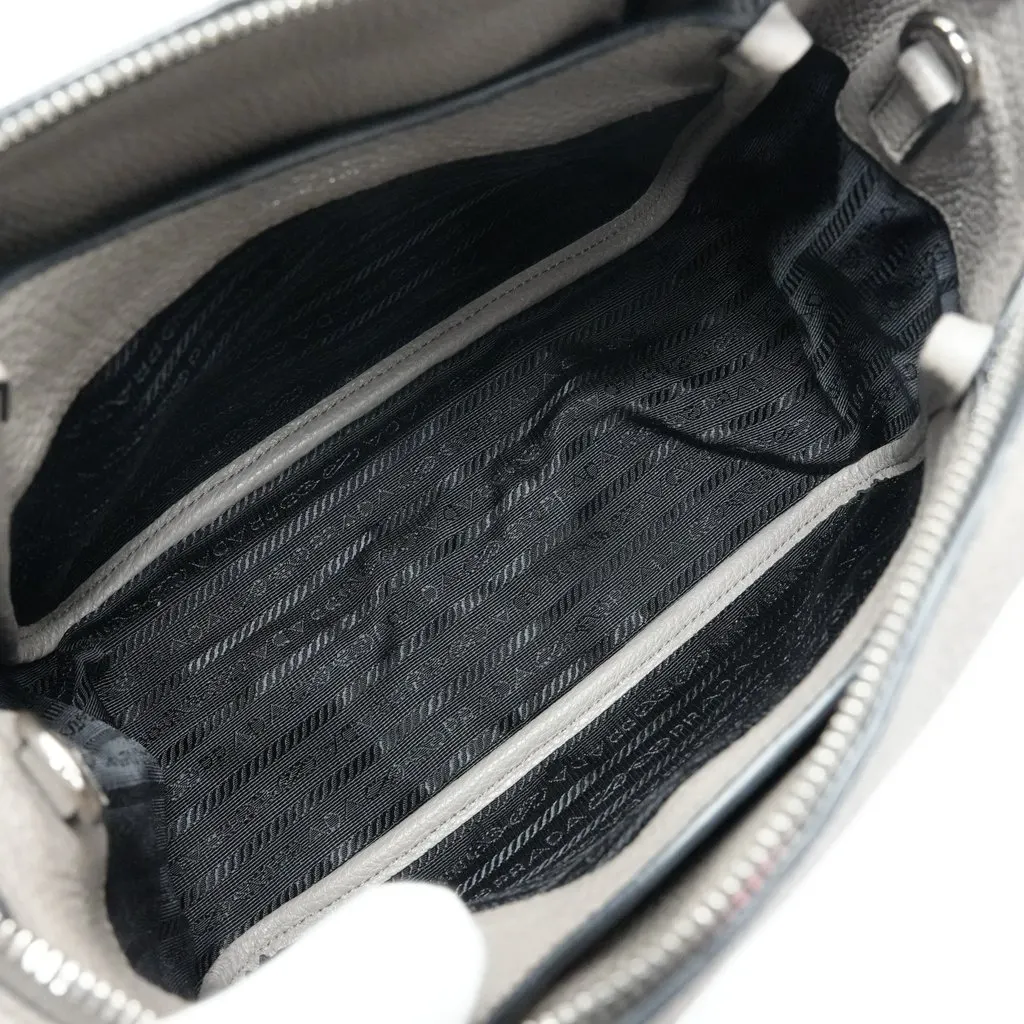 Prada Liaison Small Leather Handbag Grey Leather Good - Model View