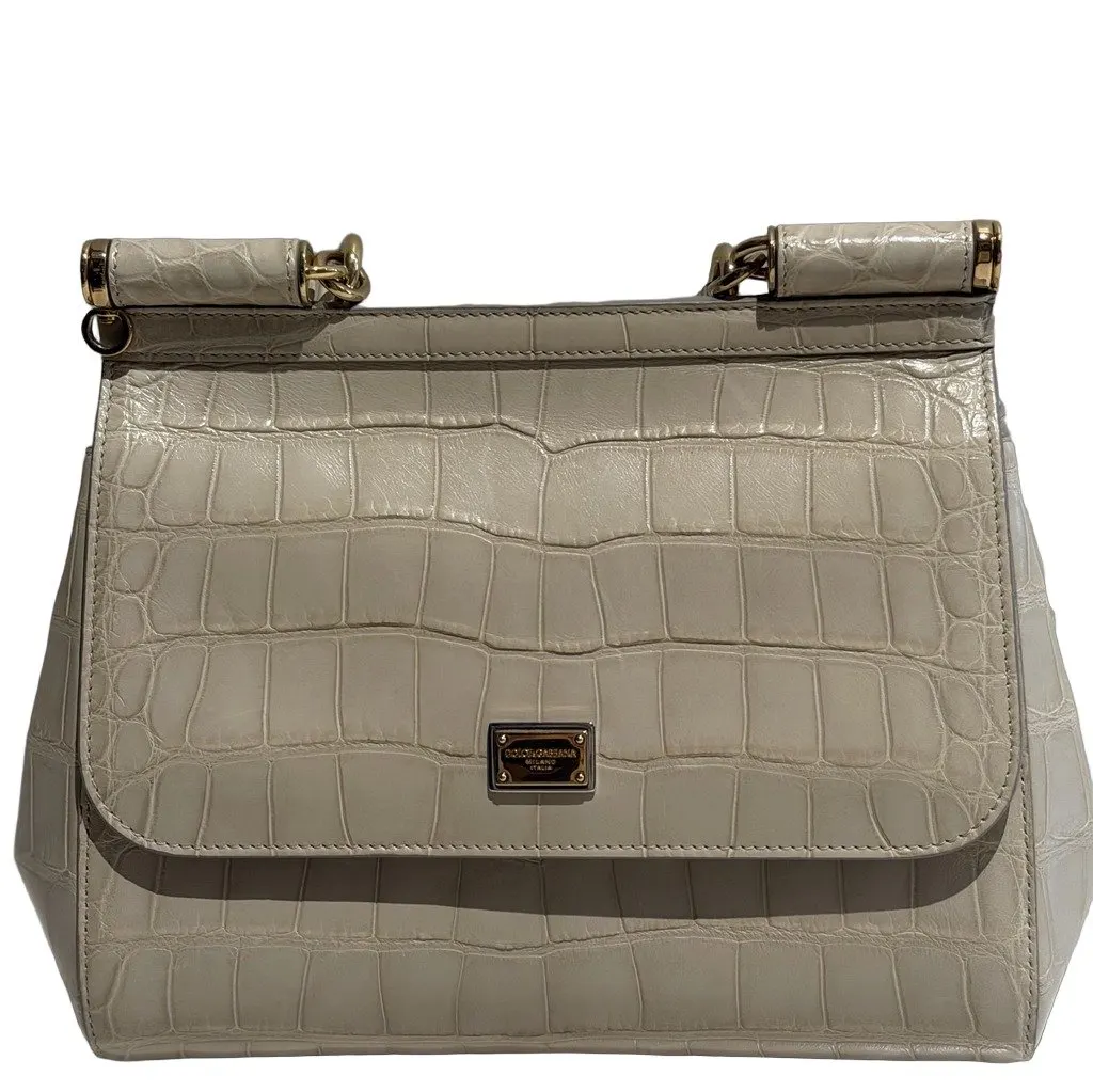 Dolce & Gabbana Sicily Ecru Leather Very good - Front View