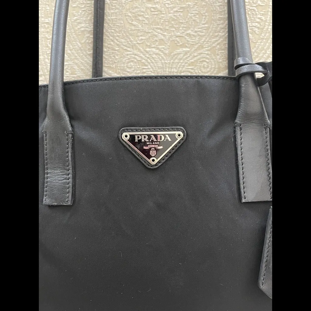 Prada Tessuto Nylon Tote Bag Black Very good - Back View