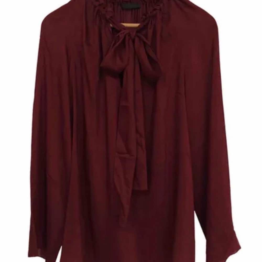 The Row Spira Burgundy Silk Top - 3