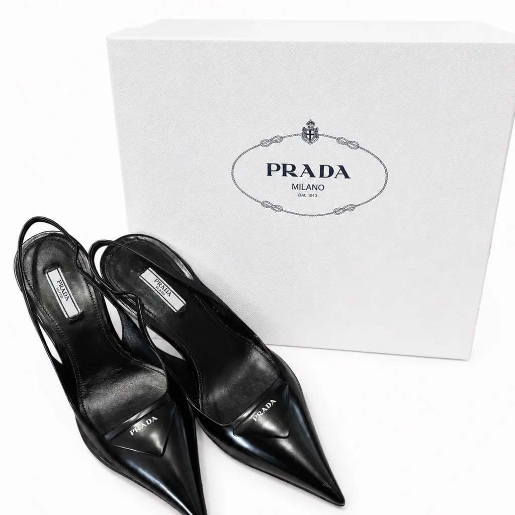 Prada Prada patent leather slingback pumps 10 cm Black Leather Never worn - Back View