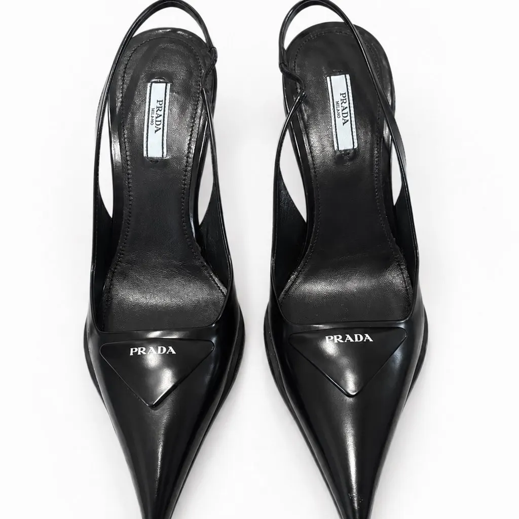 Prada Prada patent leather slingback pumps 10 cm Black Leather Never worn - Inside View