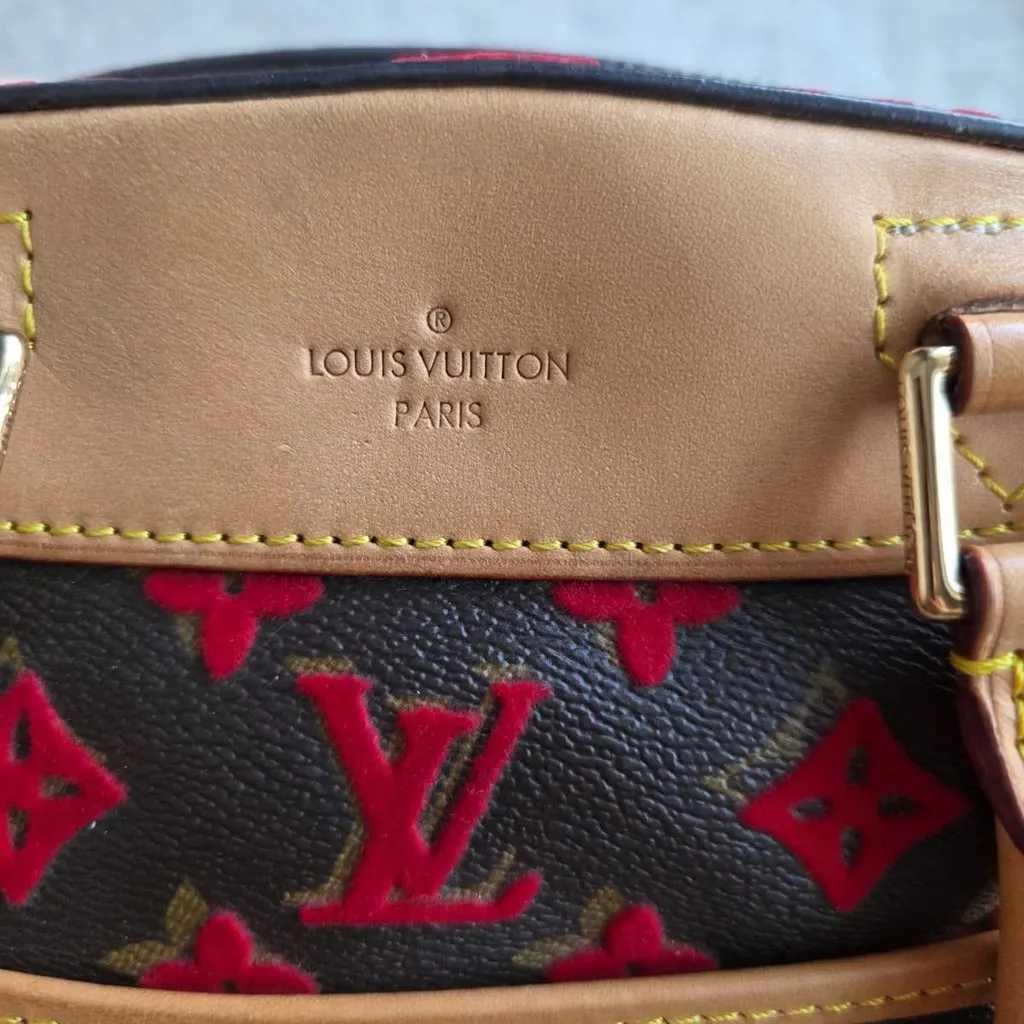 Louis Vuitton Deauville Cube Handbag Monogram Canvas Brown Red Used MultiColor Canvas Never worn - Box View