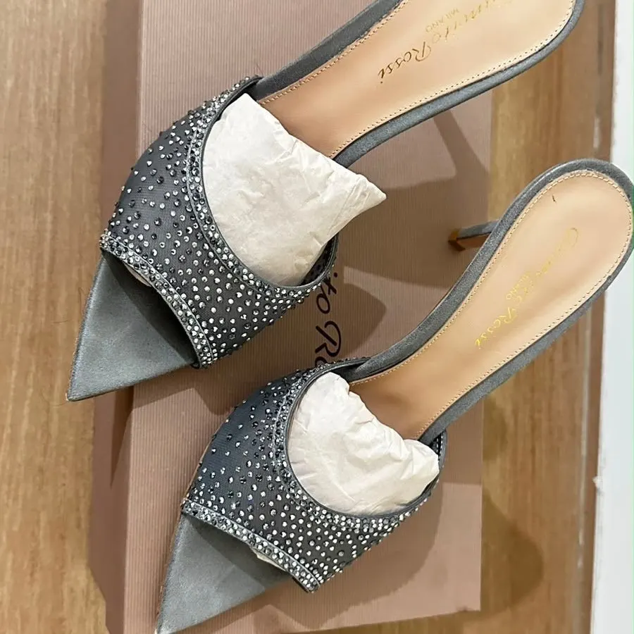 Gianvito Rossi Rania crystal Grey Suede Very good - Back View