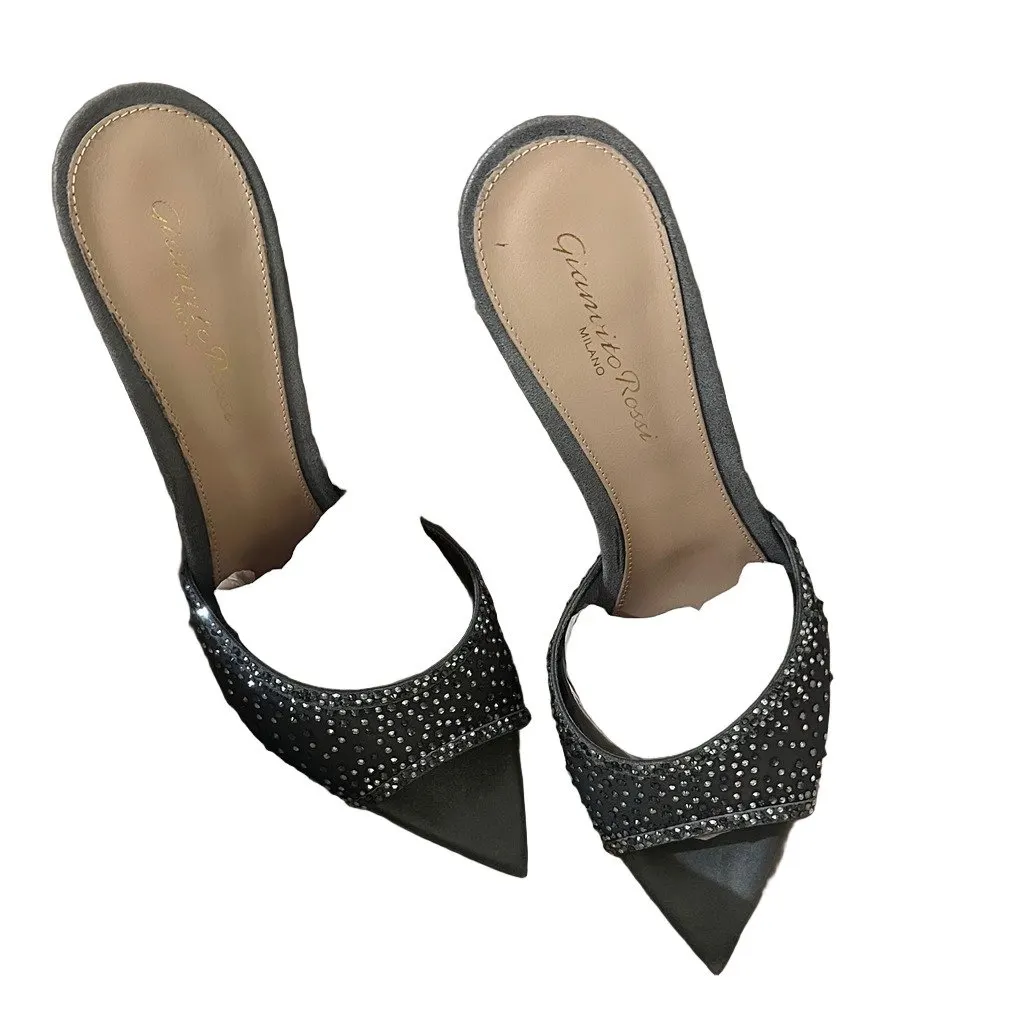 Gianvito Rossi Rania crystal Grey Suede Very good - Front View