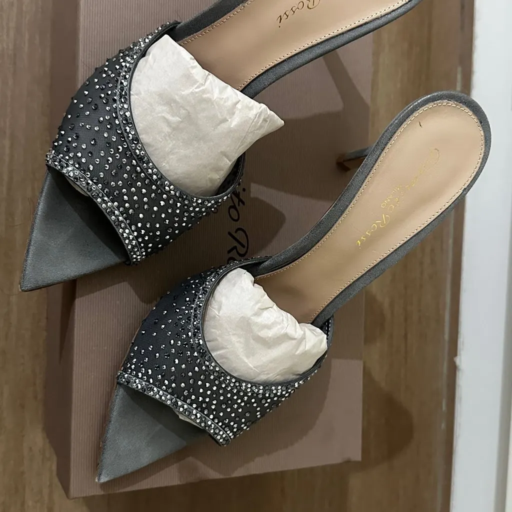 Gianvito Rossi Rania crystal Grey Suede Very good - Inside View