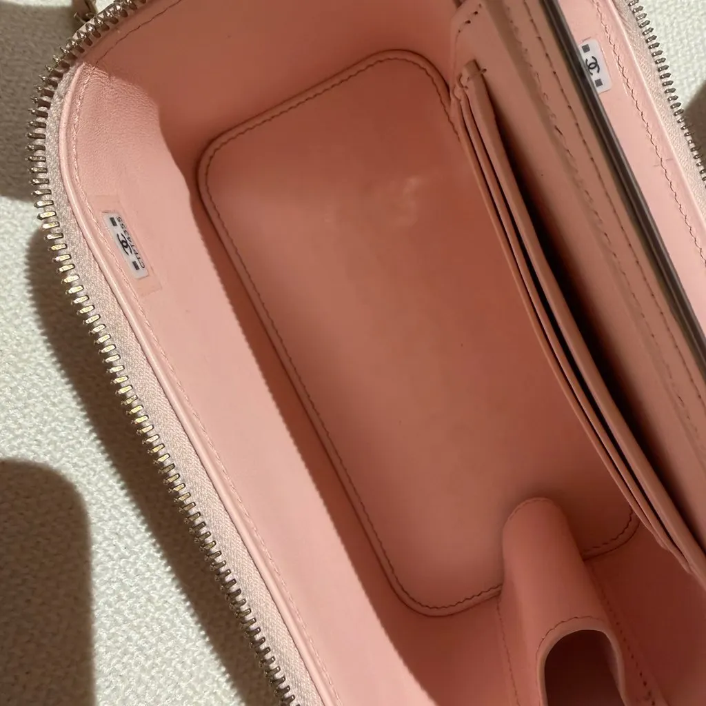Chanel Vanity Case Pink Leather Good - Model View