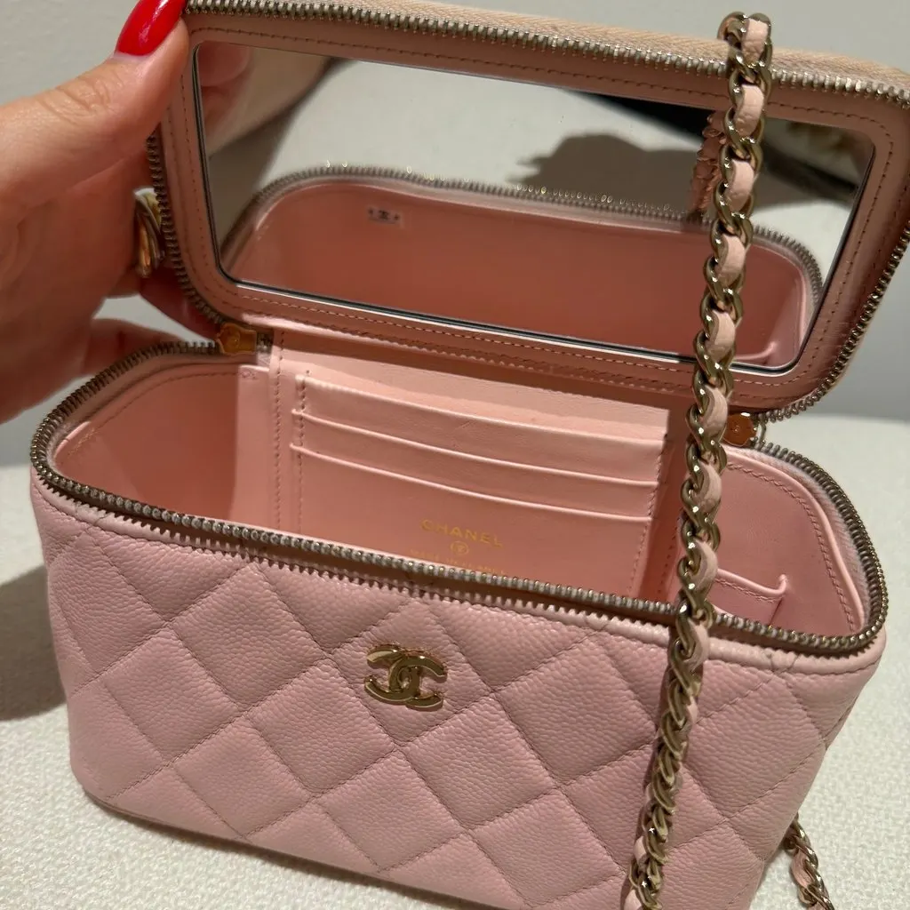 Chanel Vanity Case Pink Leather Good - Box View