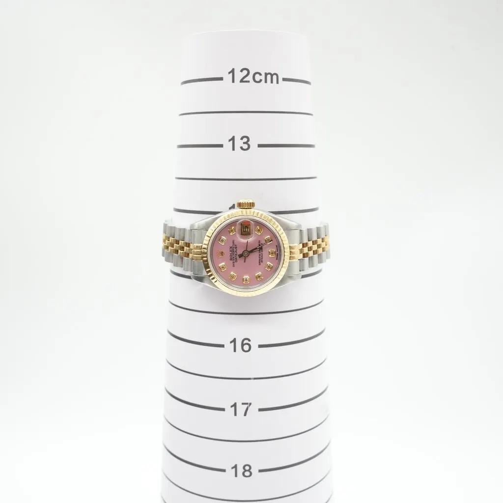 Rolex Vintage Lady Datejust 26mm, Pink MOP Diamond Dial, 18KYG, SS 69173 (1987) Gold Fair - Box View