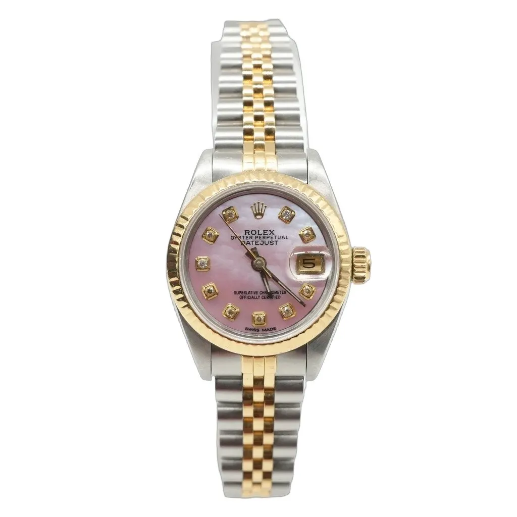 Rolex Vintage Lady Datejust 26mm, Pink MOP Diamond Dial, 18KYG, SS 69173 (1987)