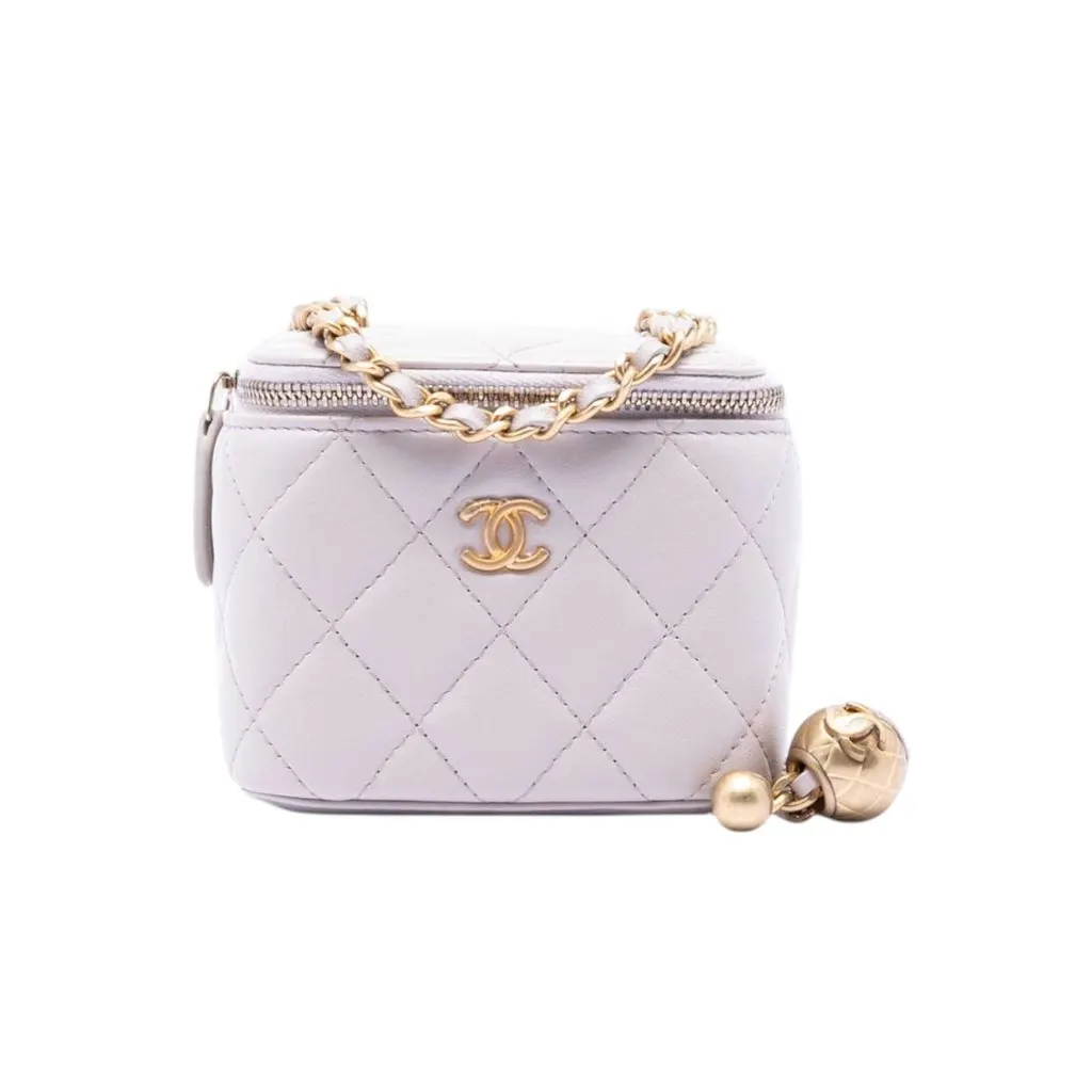 Chanel Mini Vanity Purple Leather Very good - Front View