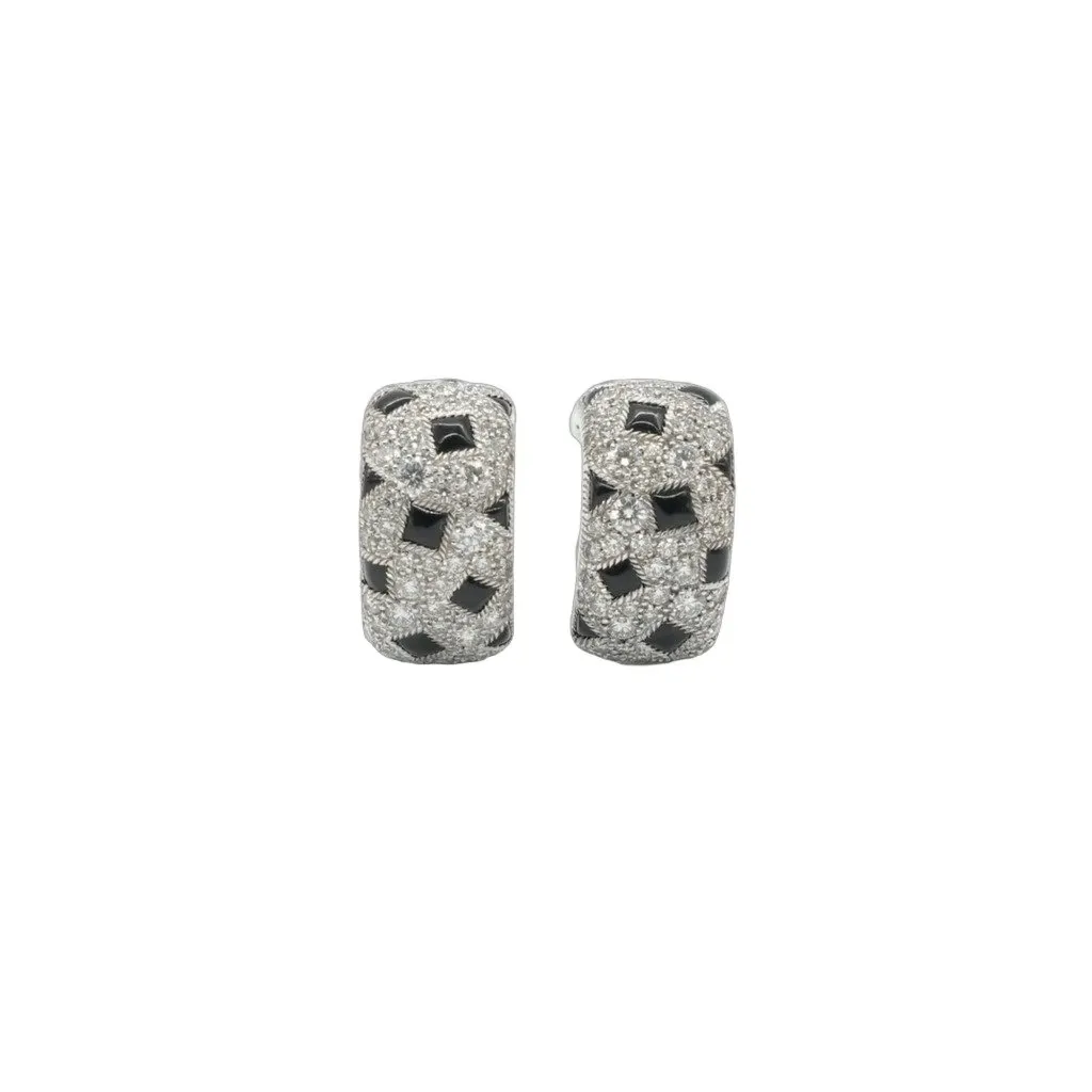 Cartier Panthere De Cartier Earrings White White Gold Good - Front View