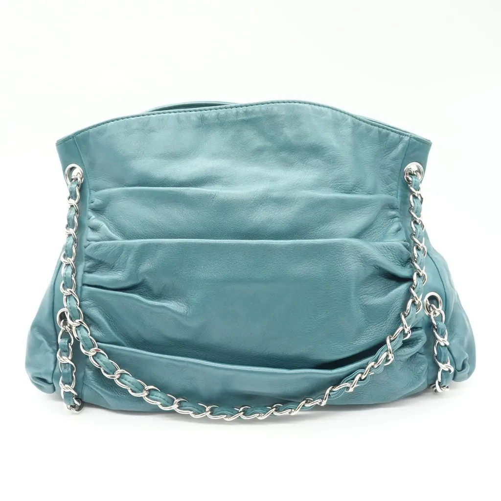 Chanel Sharpei Small Tote Teal Turquoise Leather Fair - Back View