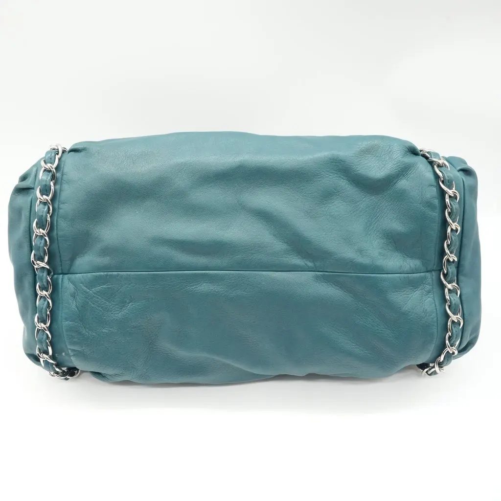 Chanel Sharpei Small Tote Teal Turquoise Leather Fair - Inside View
