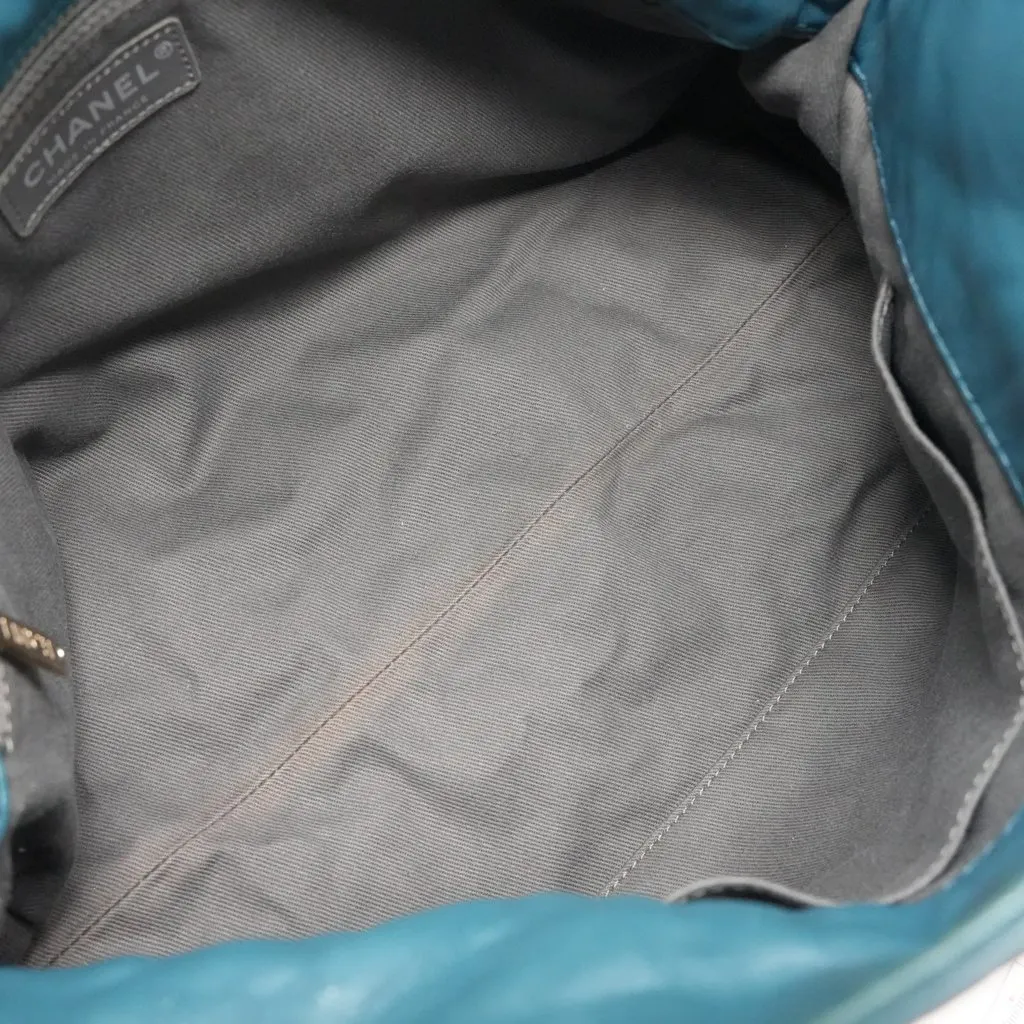 Chanel Sharpei Small Tote Teal Turquoise Leather Fair - Model View