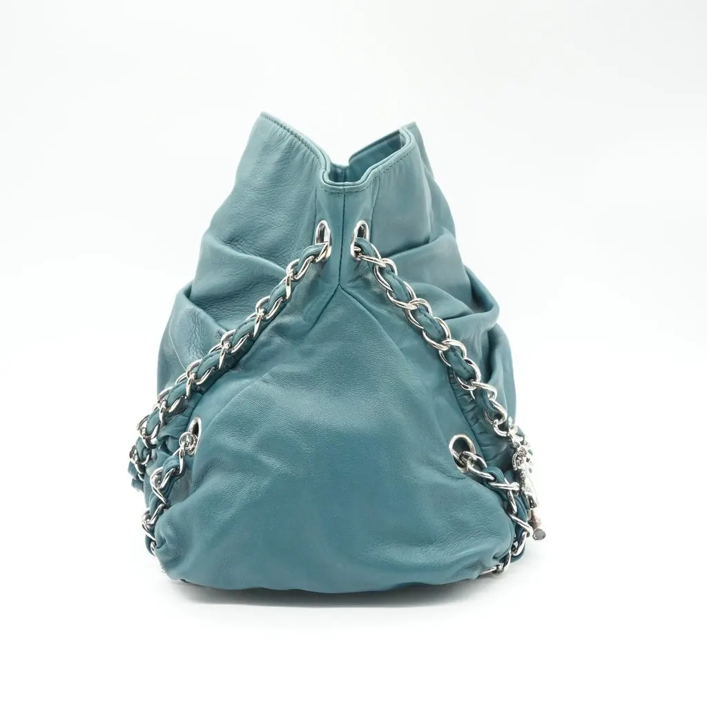 Chanel Sharpei Small Tote Teal Turquoise Leather Fair - Box View