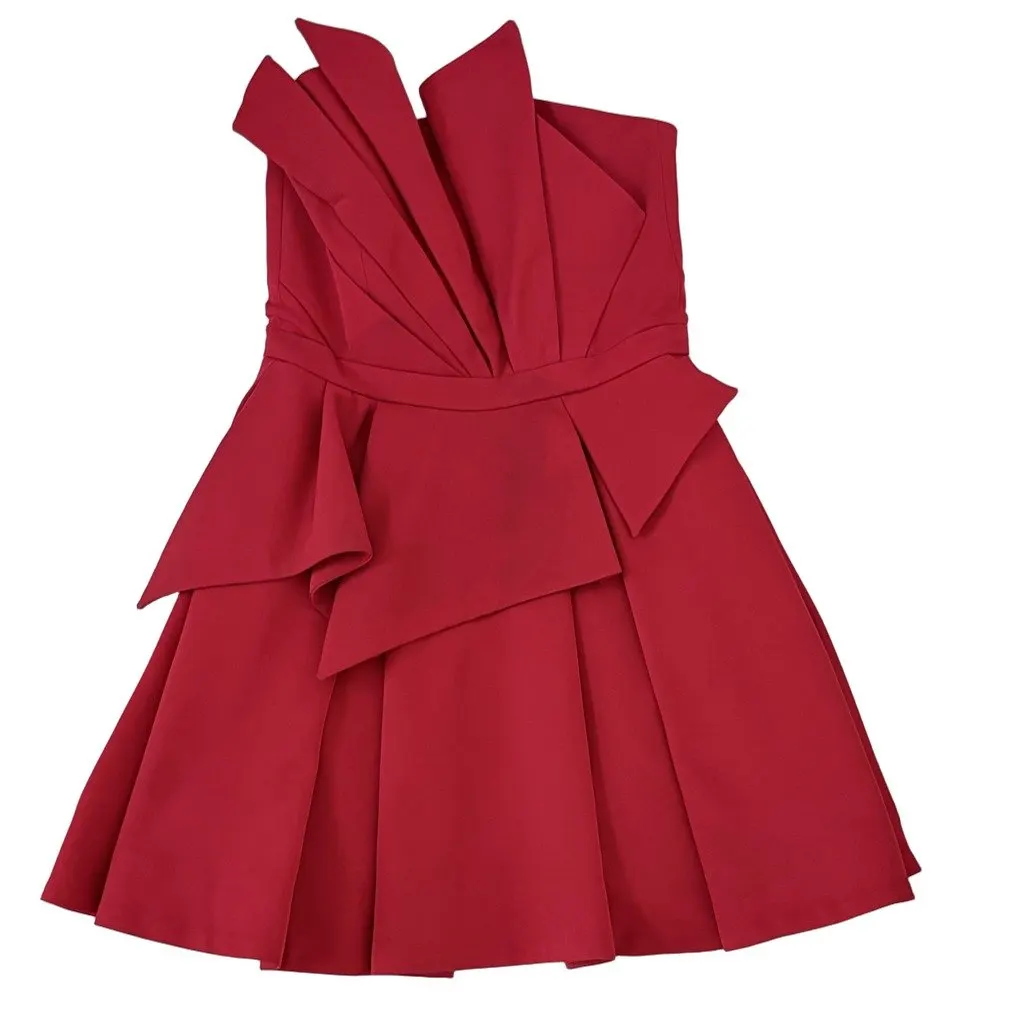 Unsigned Cliché Reborn Strapless Mini Ballerina Dress Red Polyester Very good - Front View