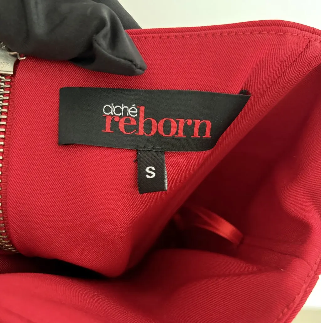Unsigned Cliché Reborn Strapless Mini Ballerina Dress Red Polyester Very good - Inside View