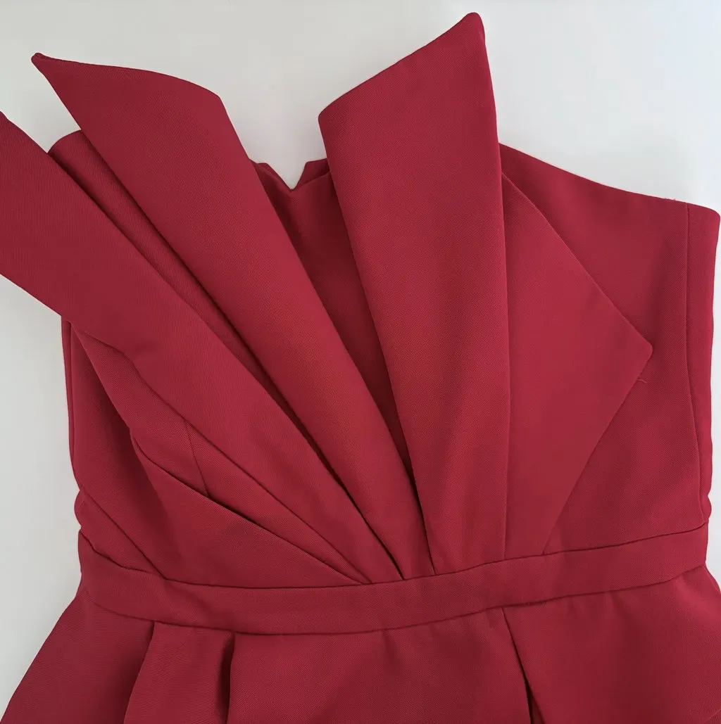 Unsigned Cliché Reborn Strapless Mini Ballerina Dress Red Polyester Very good - Box View