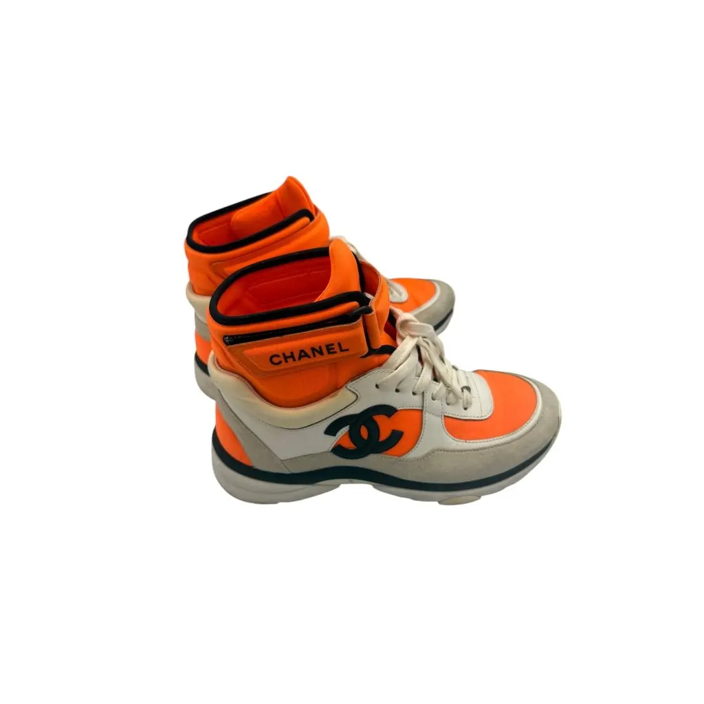Chanel CC High Top Orange Leather Good - Box View