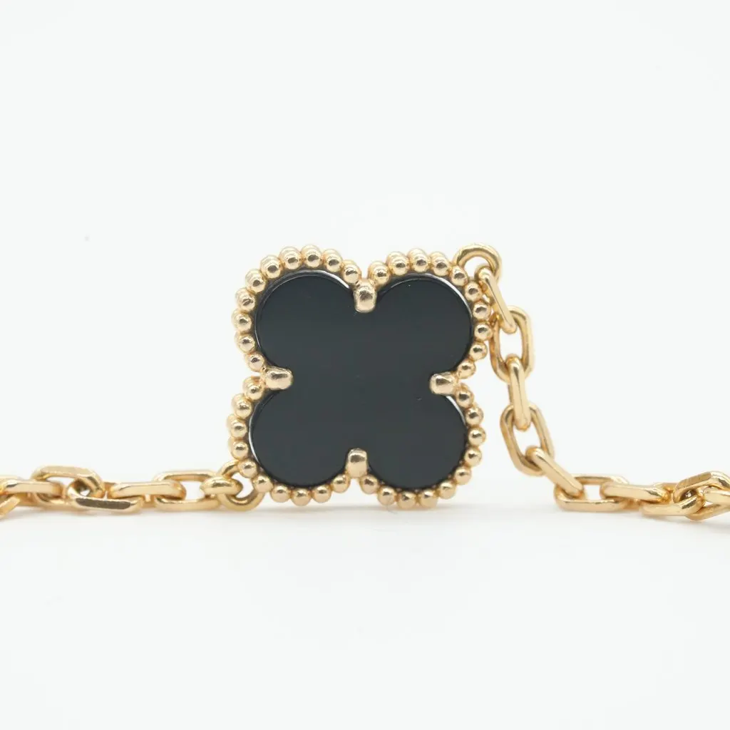 Van Cleef & Arpels Vintage Alhambra Bracelet, 5 motifs, 18K YG, Onyx 11.4g Black Gold Good - Inside View