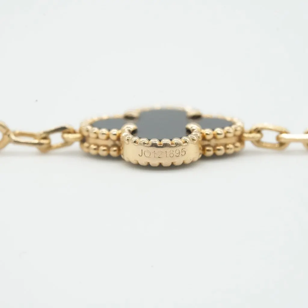 Van Cleef & Arpels Vintage Alhambra Bracelet, 5 motifs, 18K YG, Onyx 11.4g Black Gold Good - Model View
