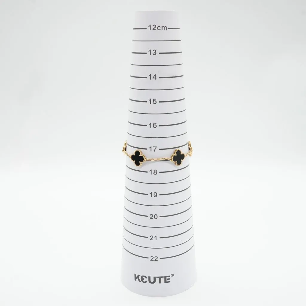 Van Cleef & Arpels Vintage Alhambra Bracelet, 5 motifs, 18K YG, Onyx 11.4g Black Gold Good - Box View
