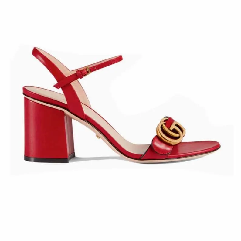 Gucci GG Marmont Heel Sandals Red Leather Never worn, with tag - Back View
