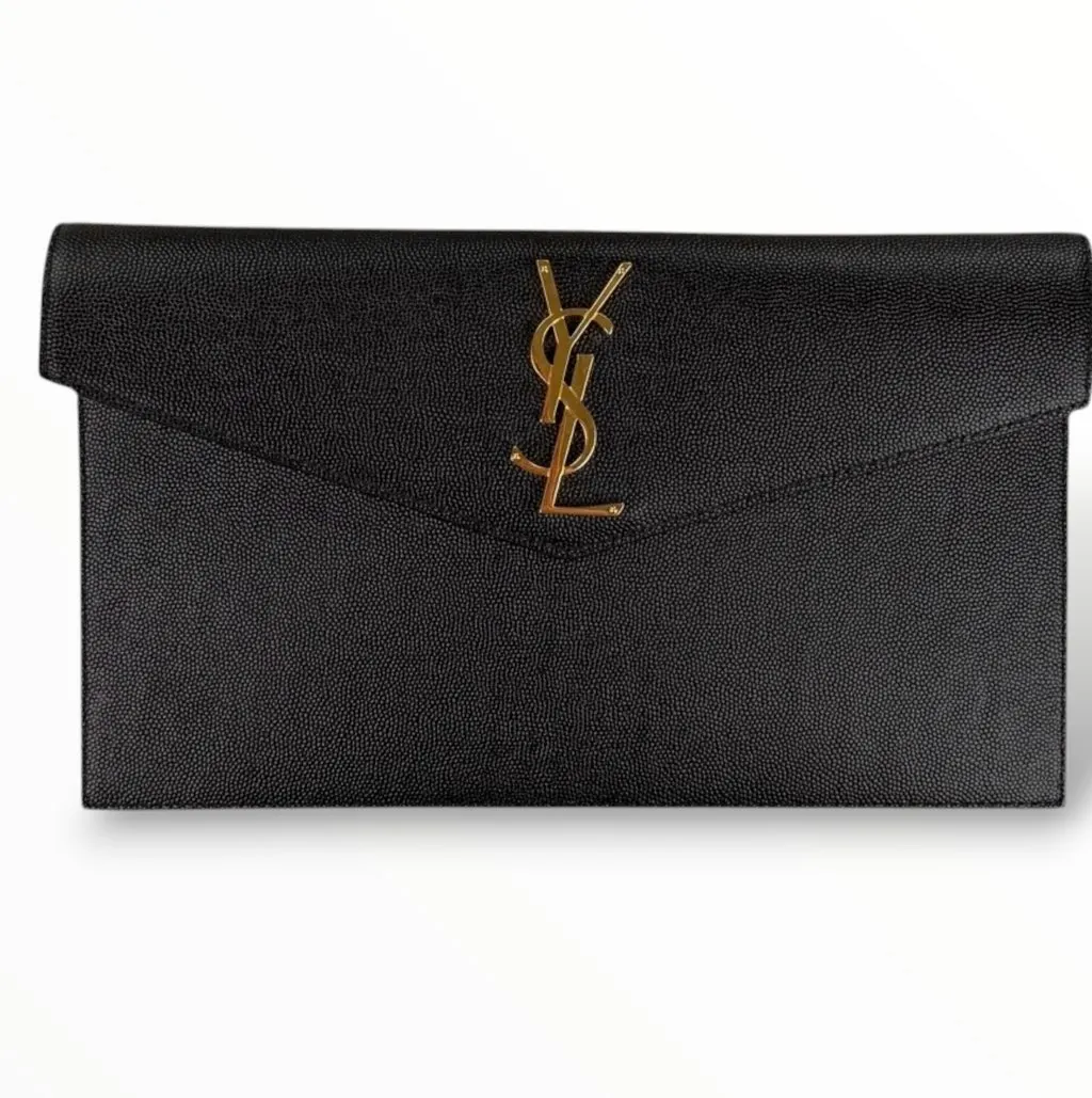 Saint Laurent Clutch Saint Laurent Uptown Black Black Leather Never worn - Front View