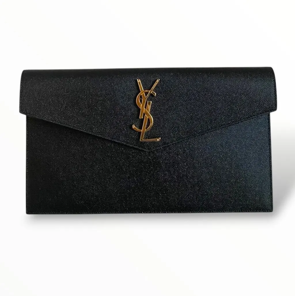 Saint Laurent Clutch Saint Laurent Uptown Black Black Leather Never worn - Box View