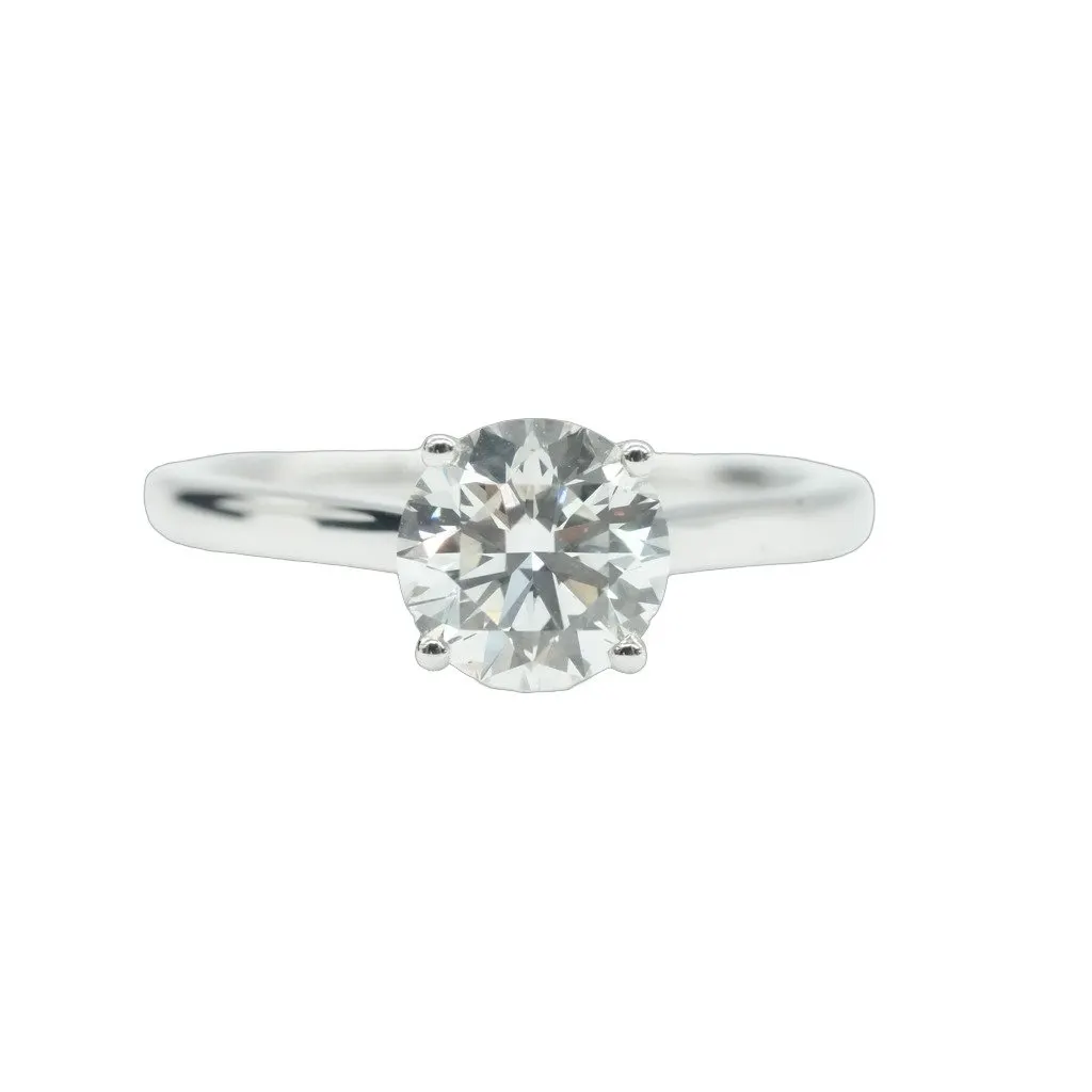 Unsigned Dusoul Solitaire Diamond Ring 18K WG D 1.63ct  3.8g