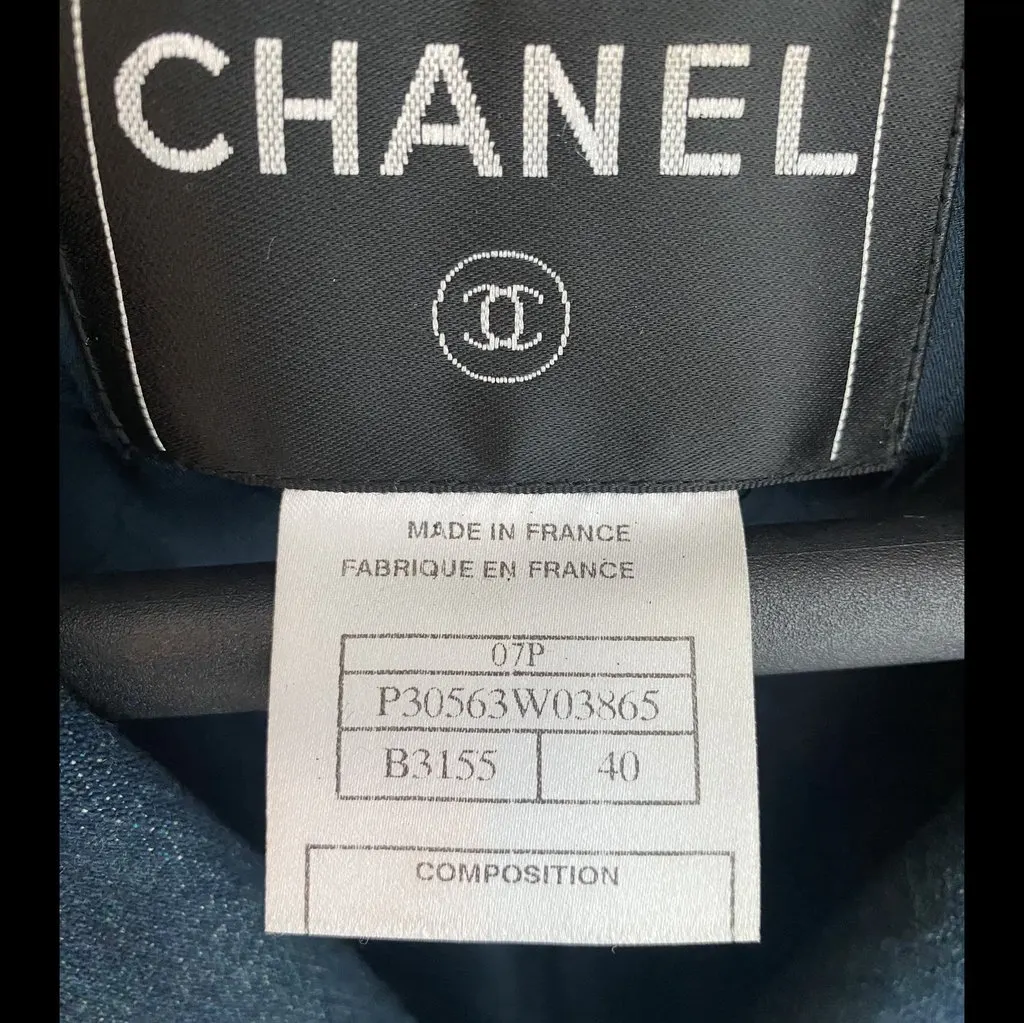 Chanel Twill Trim Denim Jacket Blue Denim Very good - Box View