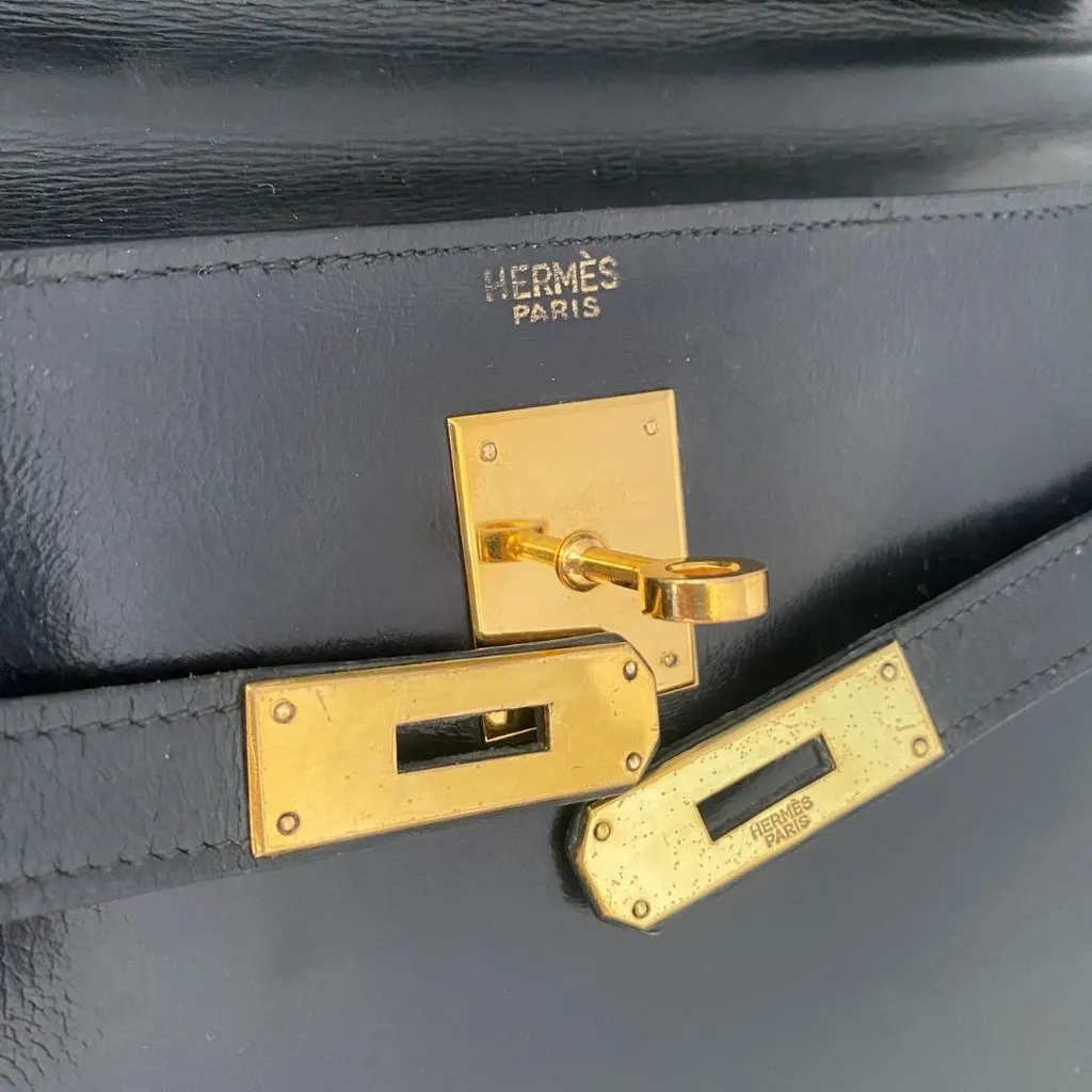 Hermès Kelly 32 Black Box Black Leather Fair - Box View