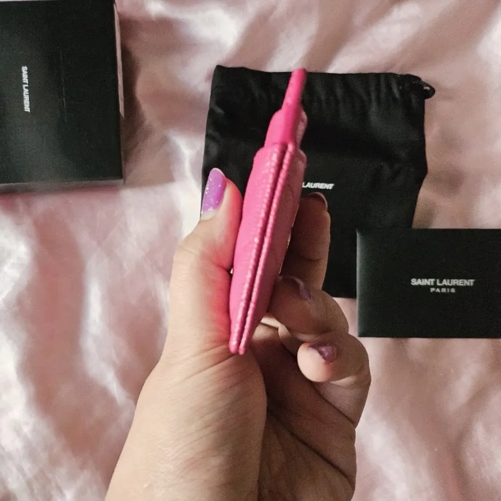 Saint Laurent Cassandre Mattelassé Card Case Pink Leather Very good - Box View