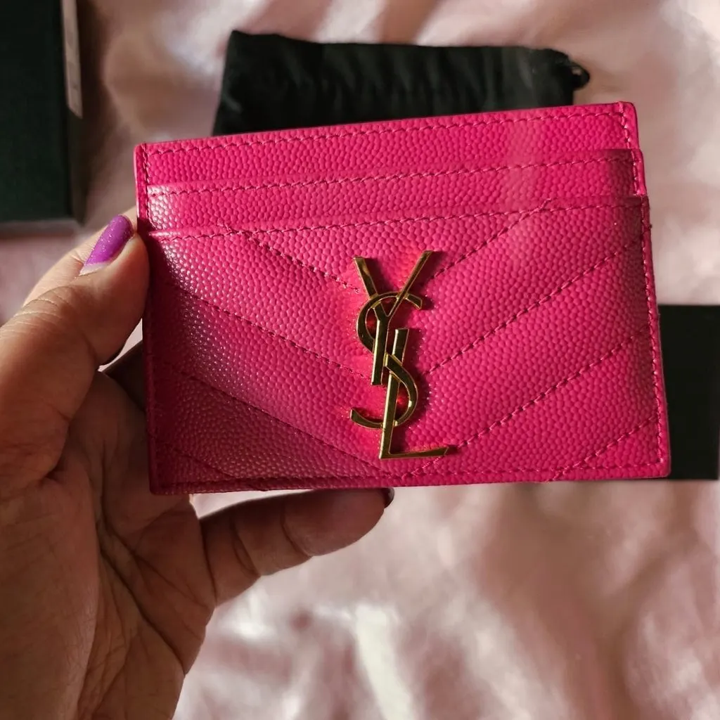 Saint Laurent Cassandre Mattelassé Card Case Pink Leather Very good - Inside View