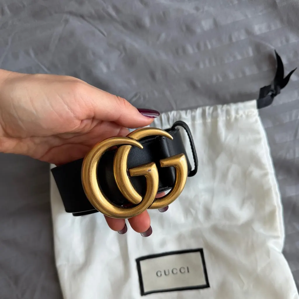 Gucci GG marmot Black Leather Very good - Box View
