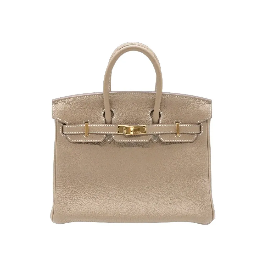 Hermès Birkin 25 Etoupe Togo Leather Gold Hardware Stamp U (2022) Ecru Leather Good - Front View
