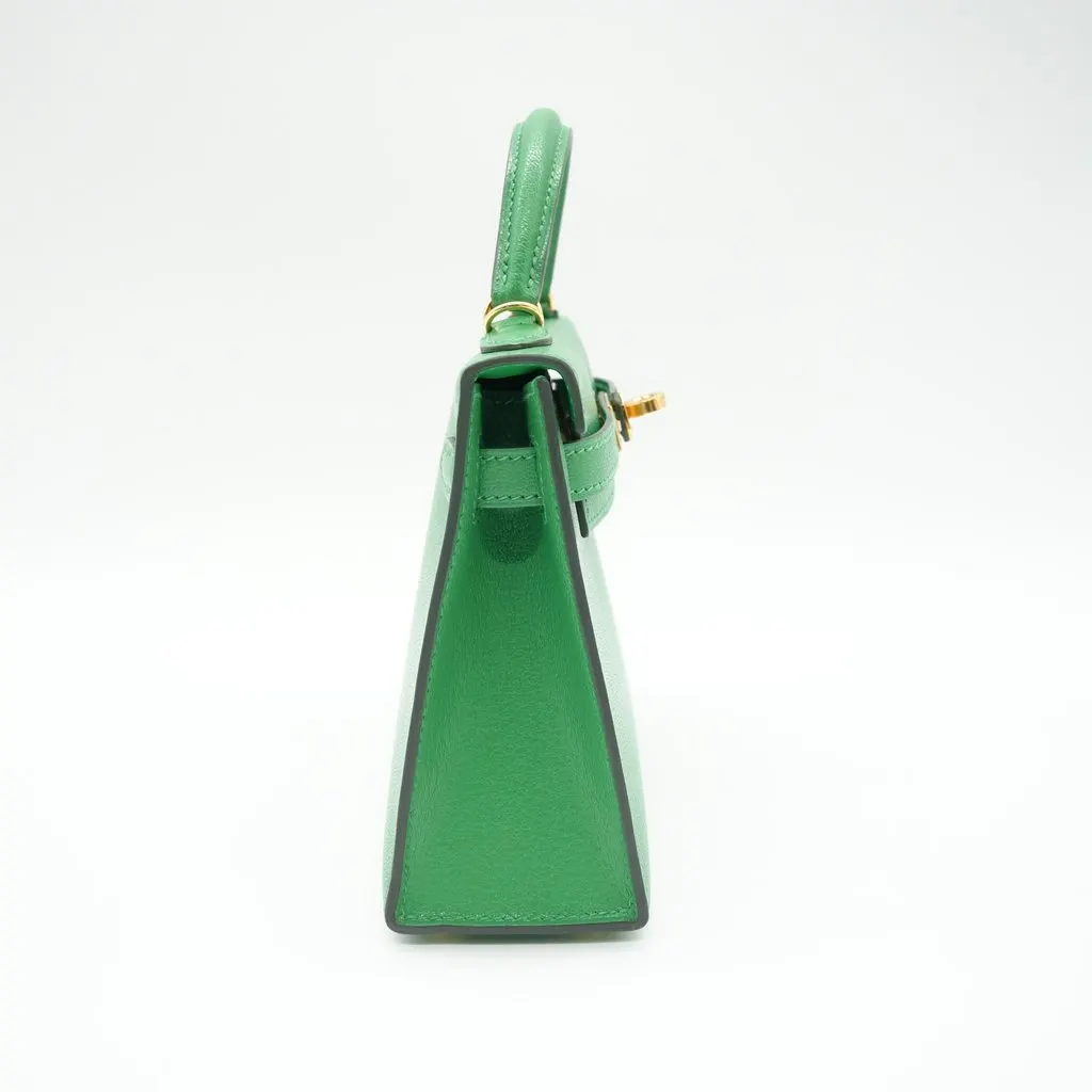 Hermès Mini Kelly II Handbag Bambou Chevre Leather Stamp:G(2026) Green Leather Very good - Box View