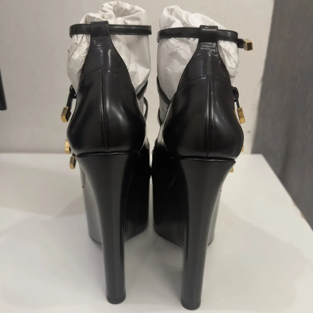 Versace Tempest calf-leather platform pumps Black Leather Never worn, with tag - Back View