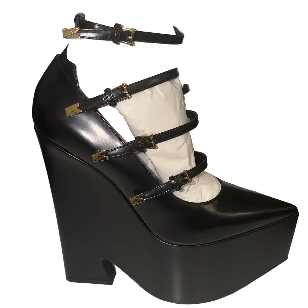 Versace Tempest calf-leather platform pumps Black Leather Never worn, with tag - Front View
