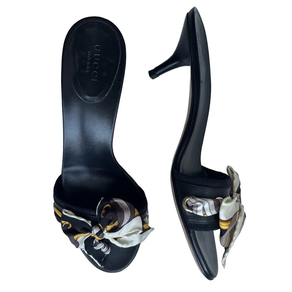Gucci Gucci Bandana Mules Black Leather Very good - Front View