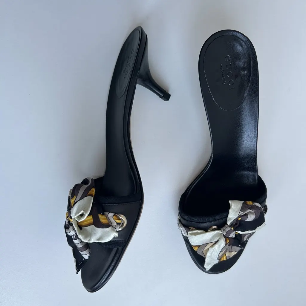 Gucci Gucci Bandana Mules Black Leather Very good - Box View