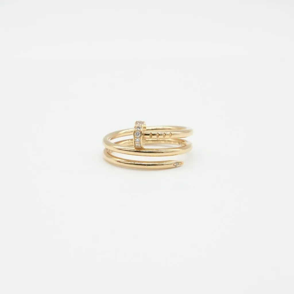 Cartier Juste Un Clou Ring, Double, Diamonds, 18K Yellow Gold Size:54 5.6g