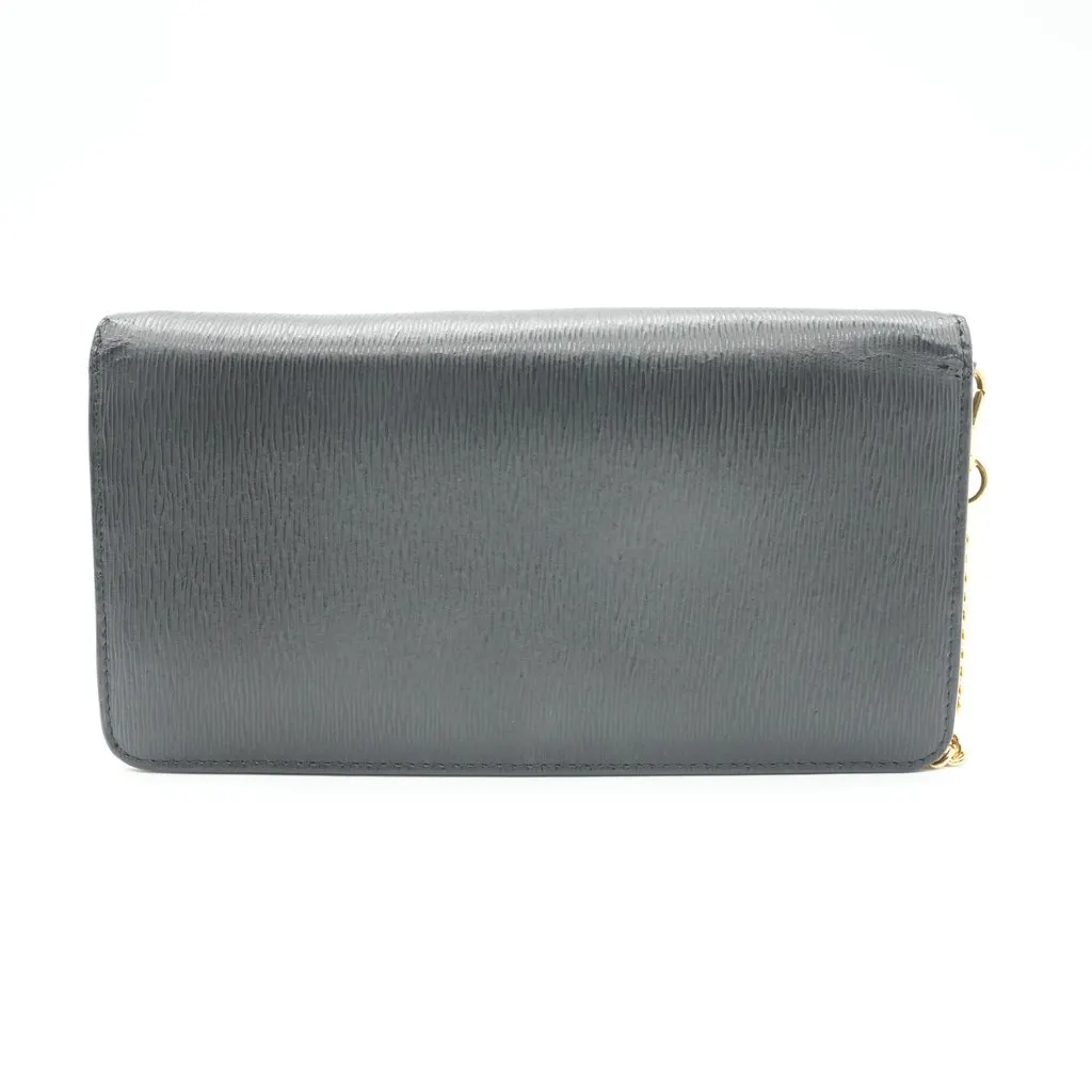 Prada Vitello Move Wallet Chain Black Leather Fair - Back View
