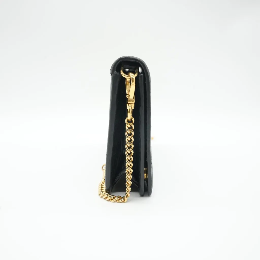 Prada Vitello Move Wallet Chain Black Leather Fair - Box View